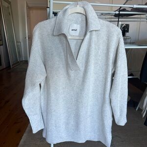 Aerie Gray Oversized Vneck Collar Sweater